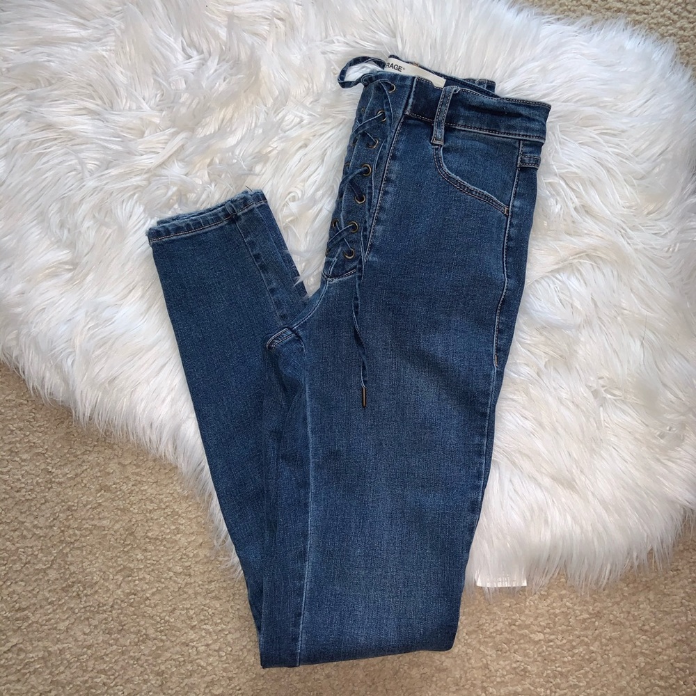 GARAGE Ultra High Rise Lace Up Fly Jeggings Size 0 - Picture 3 of 9